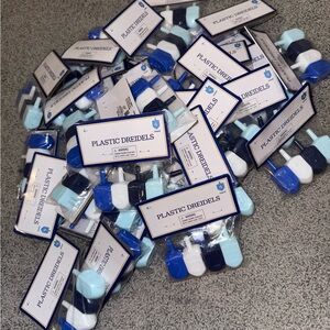 Blue and White Plastic Dreidels